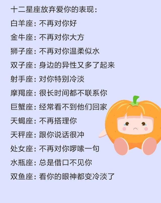 【运势】十二星座放弃爱你的表现，谁最爱面子，谁永远不会主动表白