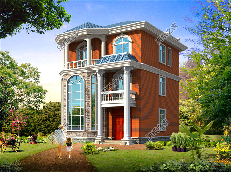 衣帽间|开间9米农村三层别墅图，宅基地再小也能建出来气派的房子