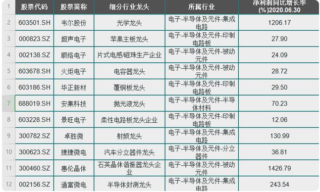 半导体|盘点半导体板块22只绩优龙头股（名单），业绩最高翻14倍