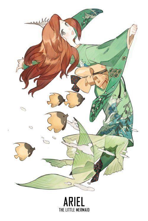 『迪士尼公主』当迪士尼公主们穿上日式和服,灰姑娘的格外梦幻,爱丽丝的最可爱