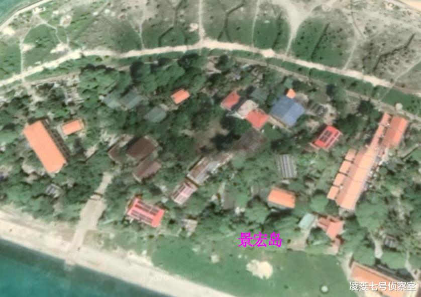 『』南海景宏岛是九章环礁唯一自然岛，面积为0.56平方公里，岛上淡水但无法饮用