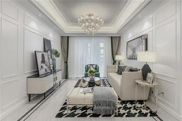 「」119平新房，全屋以白色为主基调，再用墨绿色装扮，贵气十足