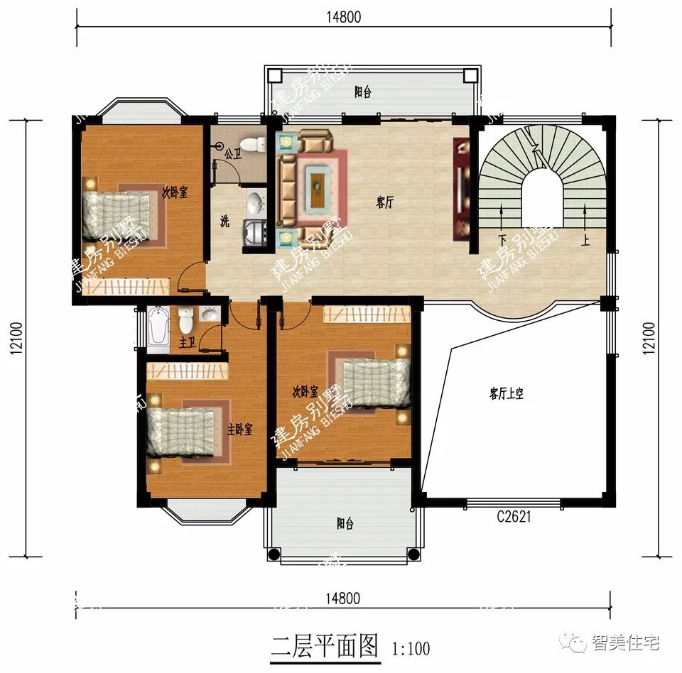 |客厅挑空，带弧形楼梯和堂屋的别墅，完全满足现代生活需求