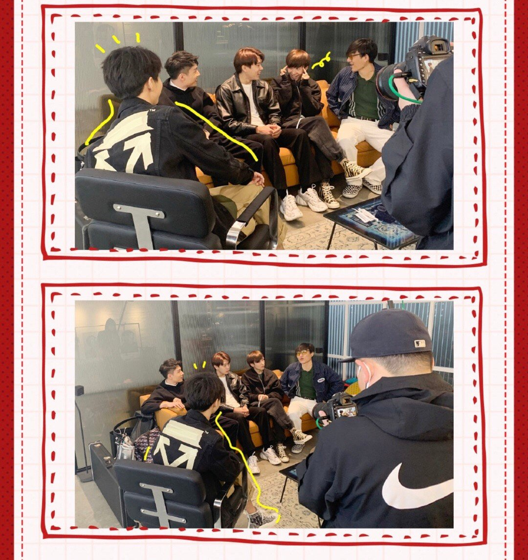 『王俊凯』王俊凯探班乐队成员拍杂志，不仅亲切地唠嗑，还请喝奶茶，用心了