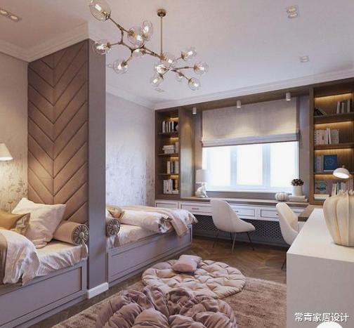 ##打个3.8米长的榻榻米，中间加个柜子一分为二，2个孩子都有地睡