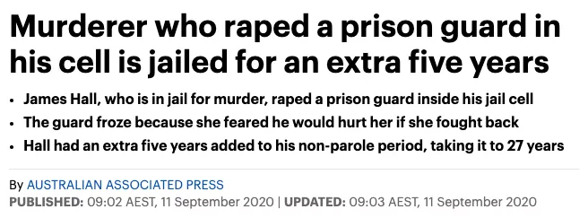 澳洲一名犯人在監獄中侵犯女獄警兩次-圖1