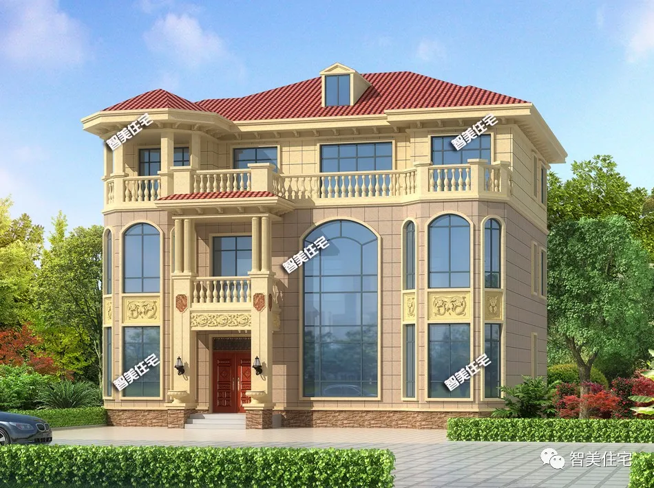 「沙溢」造型好采光佳的两栋农村别墅，第一栋带堂屋和旋转楼梯，还有凉亭