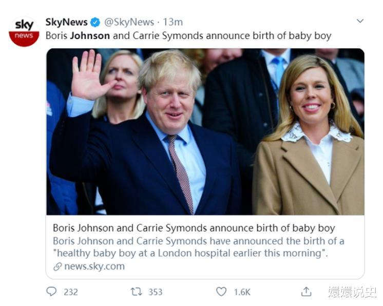『英国』55岁英国首相老来得子！母子平安宣布喜讯，女友坐稳第一夫人宝座