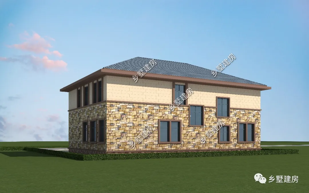 「」17X11米农村二层别墅，文化石外墙，有面子，时尚的指向标！