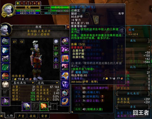 [术士]魔兽世界怀旧服：很少有法师穿血藤套装，为什么术士都喜欢穿呢？