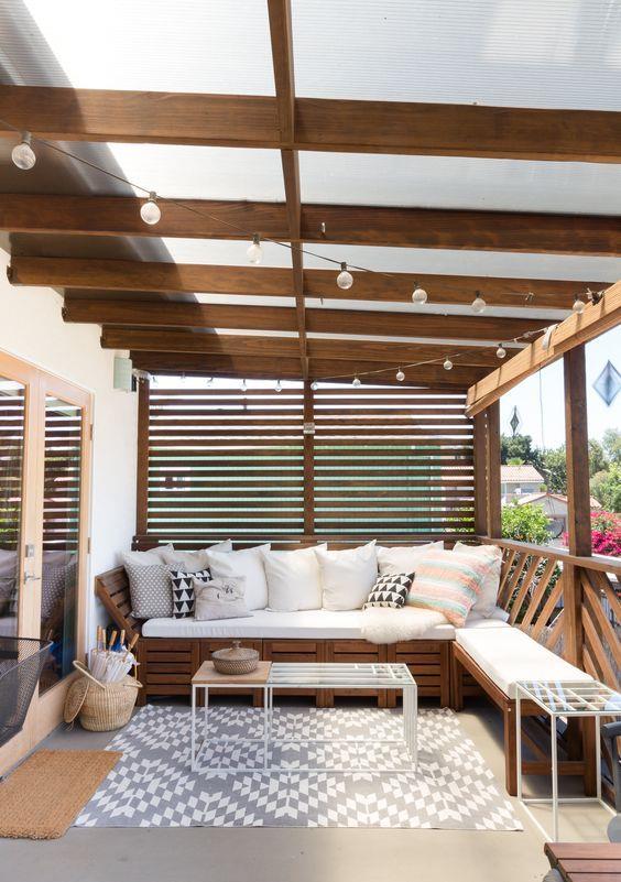 |有个小院里就要搭防腐木廊架，种绿植盖遮阳布，风雨无阻都能享受