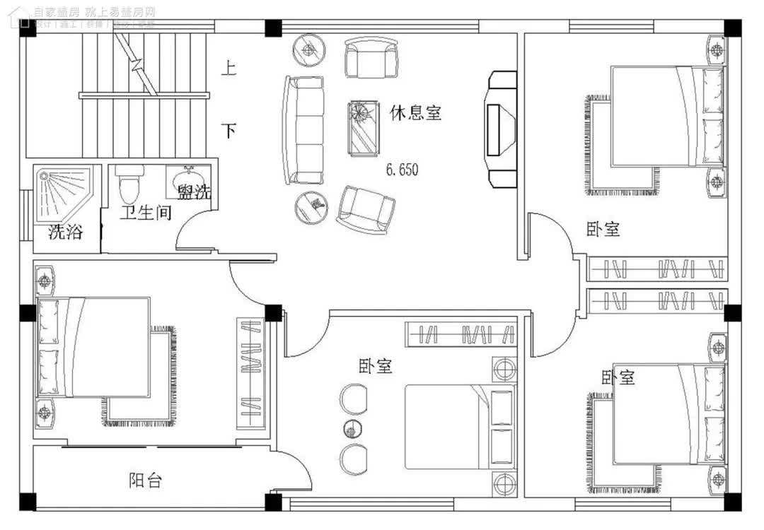 |10x10米三层平顶别墅，外观方正立面时尚，新农村超实用户型