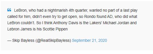 勒布朗·詹姆斯|詹姆斯承认抱大腿！美记：戴维斯是湖人的乔丹，詹姆斯是他的皮蓬