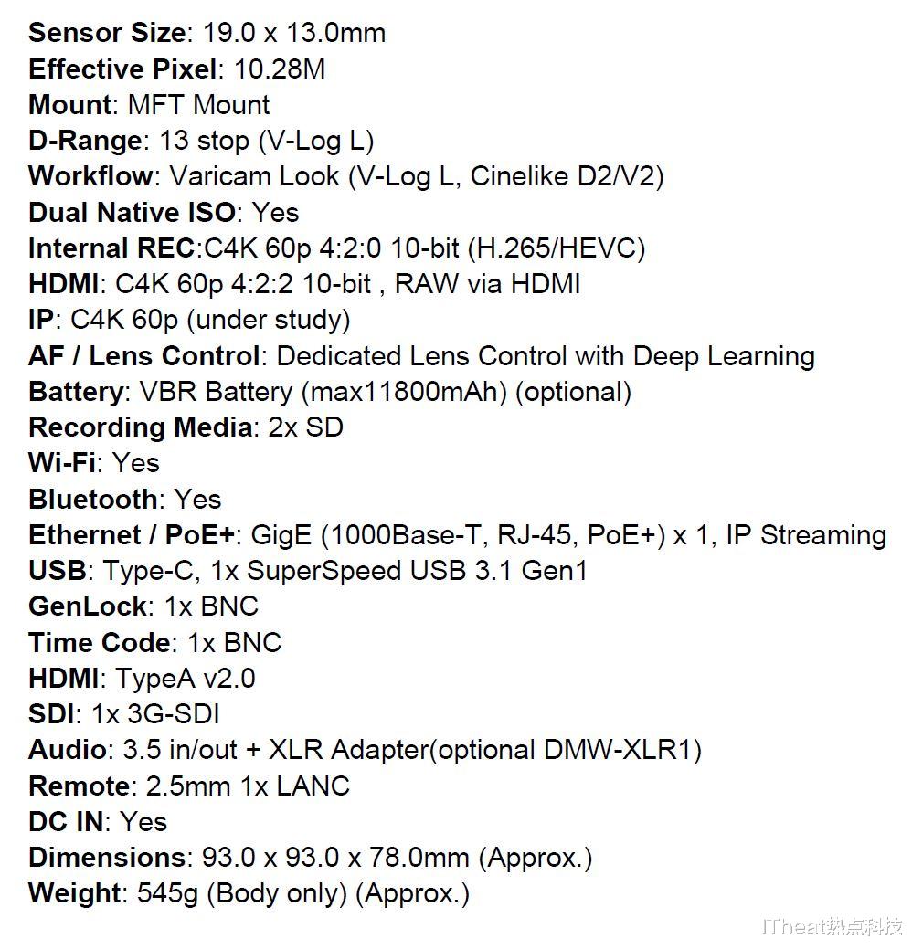 短视频|松下DC-BGH1摄像机详细规格曝光 冗余传感器 最高C4K 60P视频