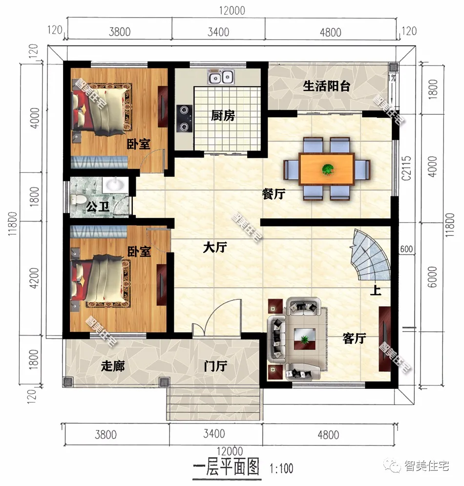 |面宽12米，很简单的两层小别墅，施工容易造价经济