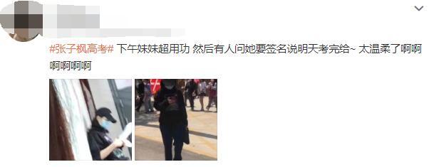 考试|网友高考偶遇张子枫,进考场前还认真复习资料,跟考生聊天超温柔