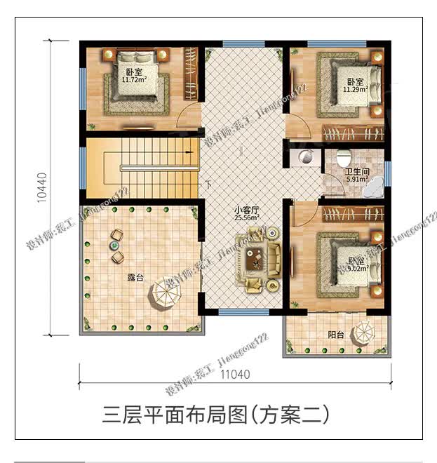 茶具|120平新中式三层别墅，3种不同的布局，符合农村刚需建房要求