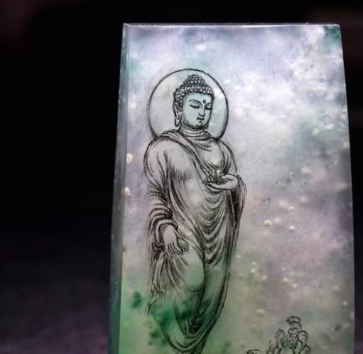 冰种翡翠@冰种翡翠雪花棉片料，起货释迦佛大牌，直接看实物太漂亮了！