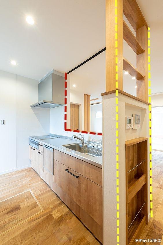 老年小妙招|厨房一端砌到顶，又折腾出2㎡收纳，内嵌设计，路过拿取甚是方便