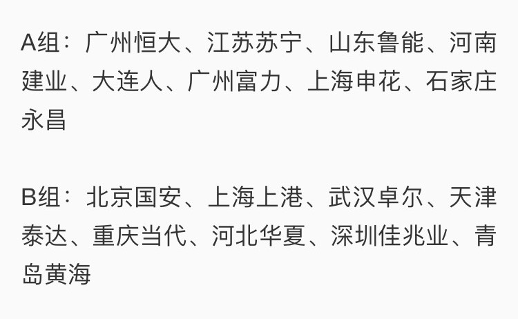 「中超」中超被曝蛇形分组，恒大、大连、鲁能相遇，B组残酷捉对厮杀