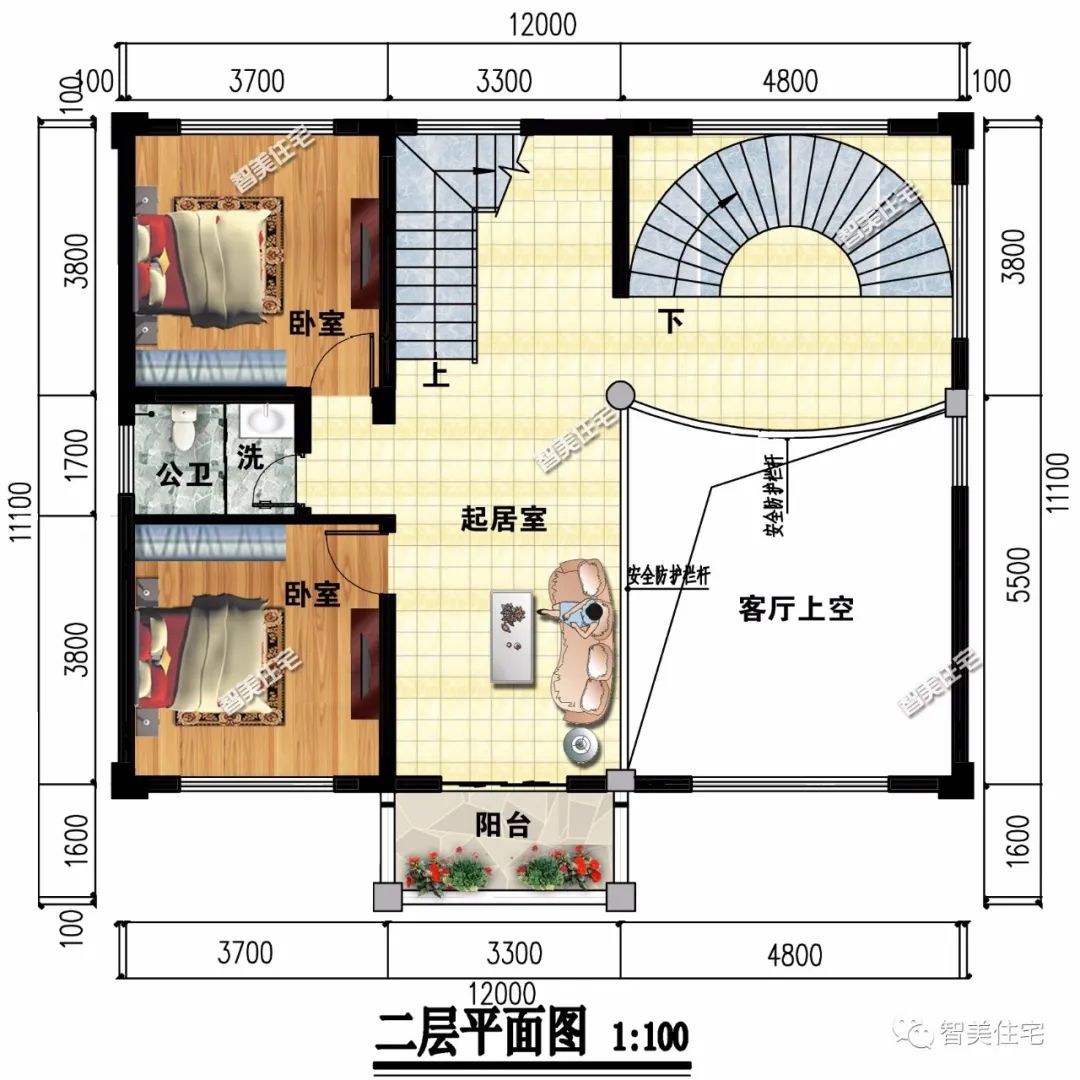 |带挑空客厅与旋转楼梯的别墅，欧式范儿十足，这样建房赚足回头率