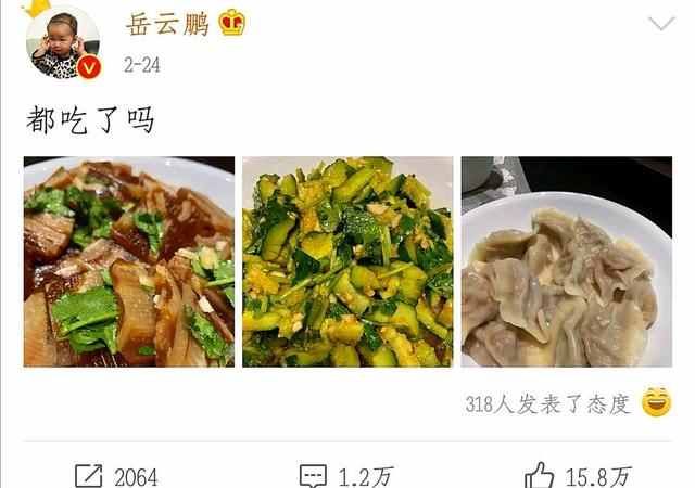 饺子|岳云鹏晒午餐，一桌子下酒菜和饺子，获7万多赞，被说真接地气