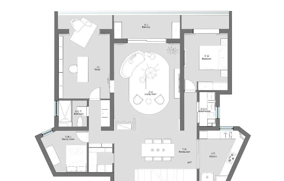 「」300m2复式户型，精致的配色，时尚摩登的效果，楼梯设计最个性