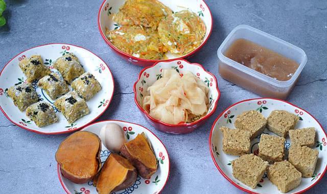 红薯■周末,1家3口早餐真丰盛,9种营养,巧妙搭配,道道都好吃!