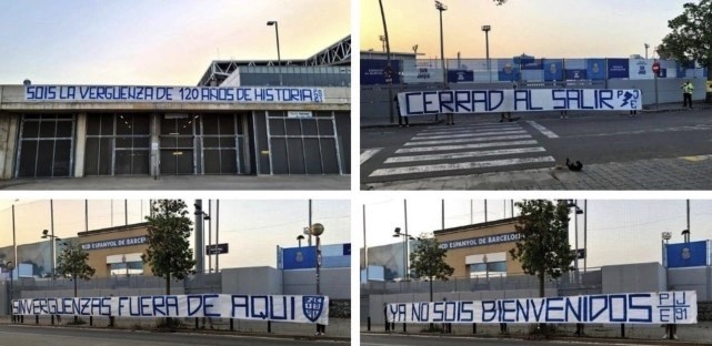 巴塞罗那|巴萨球迷怒火升级!基地外拉横幅:滚蛋雇佣军!你们是队史121年的耻辱