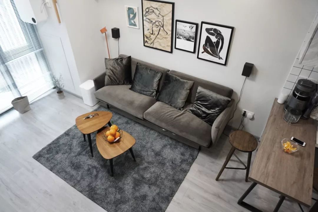 ：25m2迷你loft单身公寓，黑白灰+原木设计，简约又有格调！
