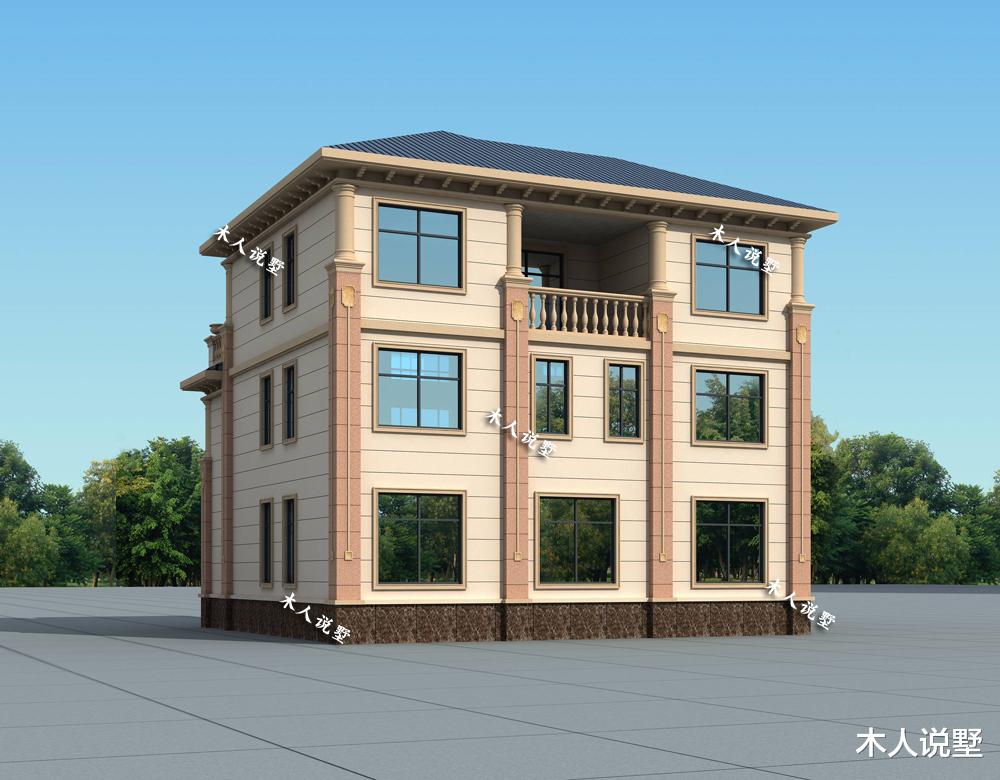 『』11.8×11.8米三层欧式别墅，挑空客厅7卧室，36万主体不算高