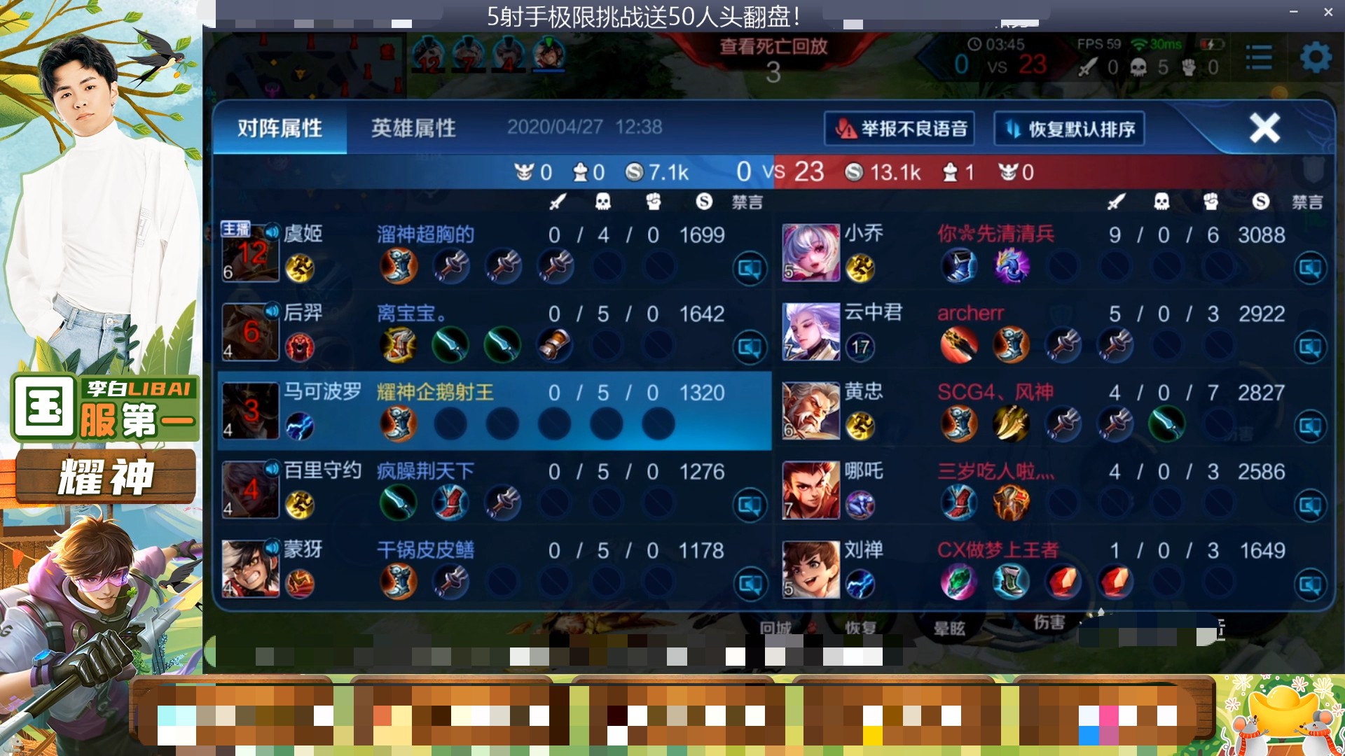 []人头相差35倍被翻盘！国一蒙犽点开队友主页，100%胜率全部曝光