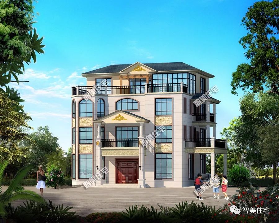 |带大堂屋和车库，多阳台设计的农村别墅，就是需要这份气派