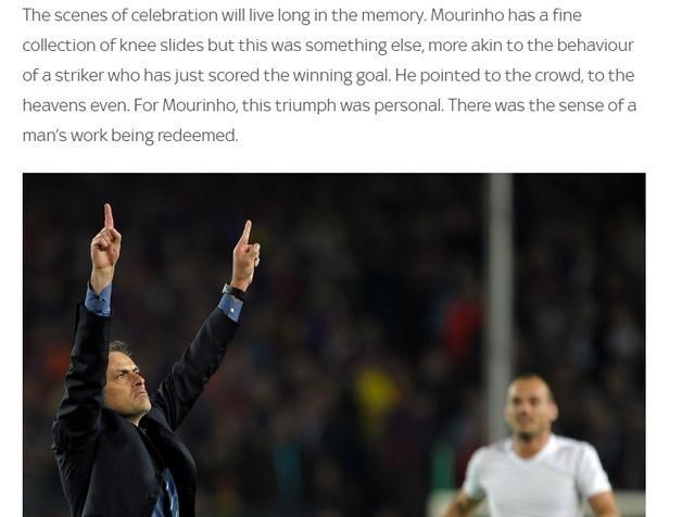 巴塞罗那■穆帅:执教过最伟大的比赛,不是巴萨,不是切尔西,更不在热刺