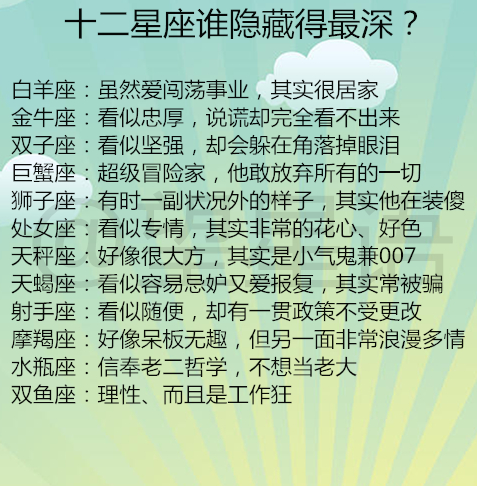 「」十二星座谁隐藏得最深?12星座忘掉一个人的方式