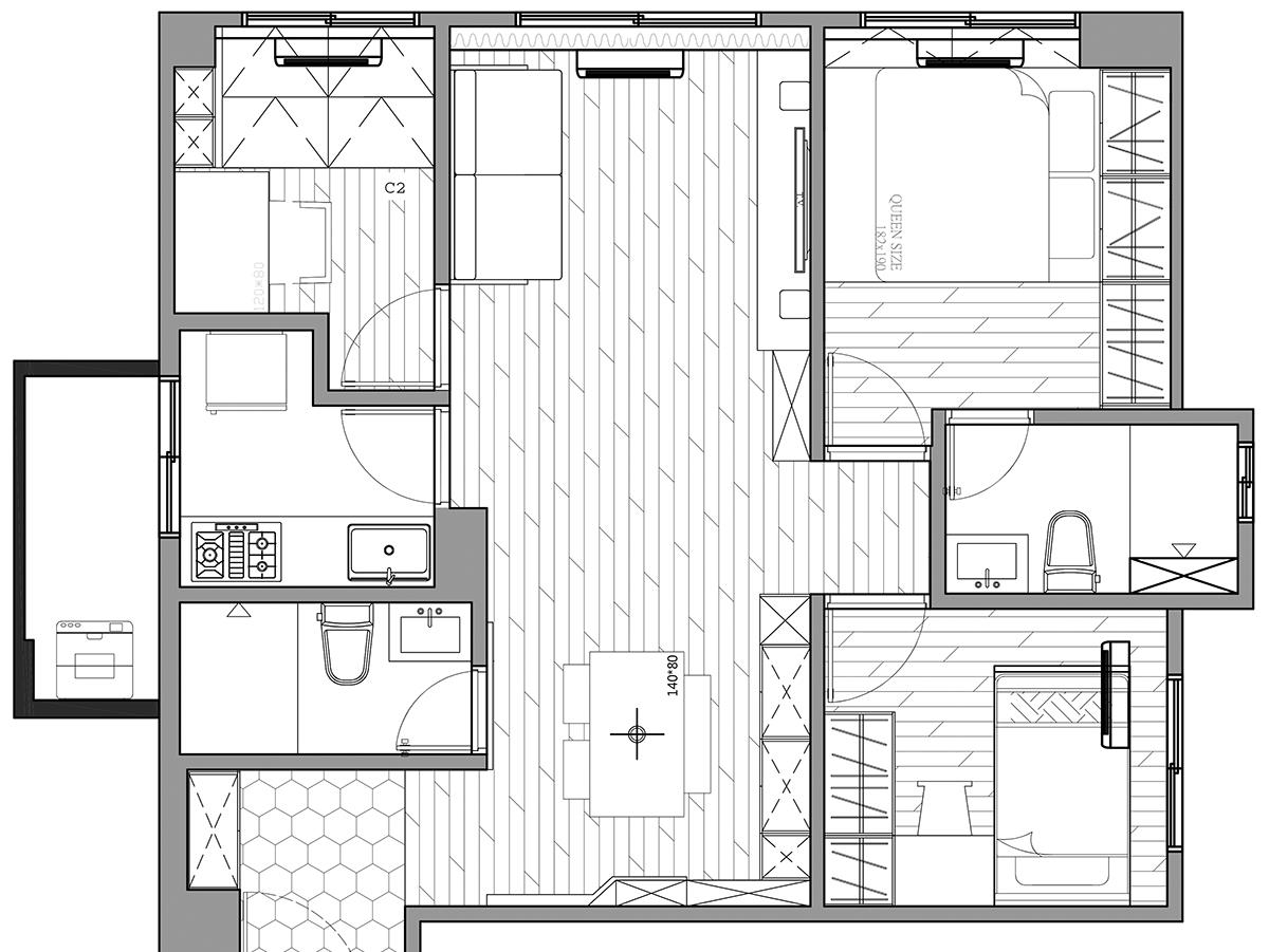 「」73㎡三居室，将旅行记忆全部收藏在家中，简单纯粹的新婚小家！