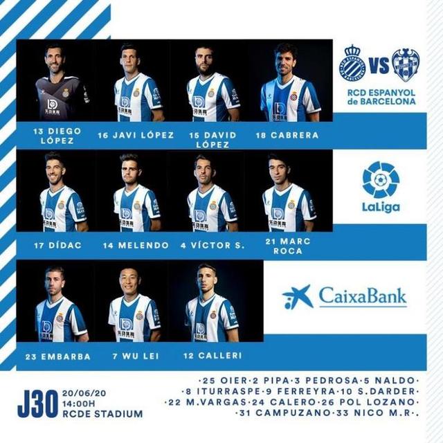 联合国▲西班牙人vs莱万特：武磊连续3场首发