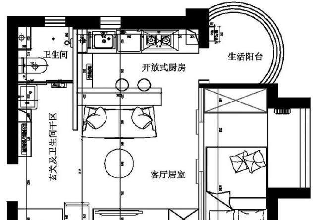 |40平米的单身公寓装修完工，入门就被迷住了，半圆阳台采光超棒