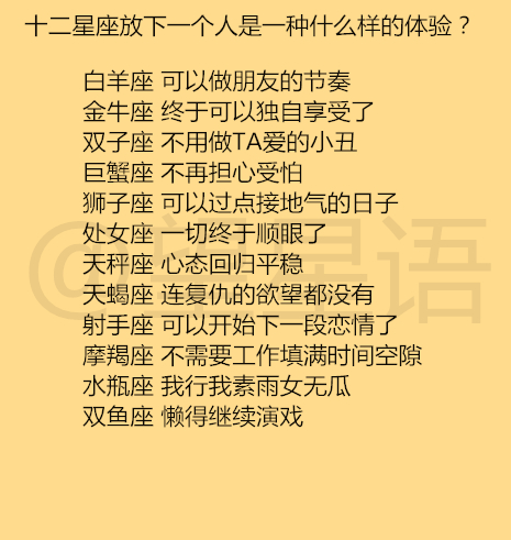 「十二星座」十二星座放下一个人是一种什么样的体验?和十二星座谈恋爱,累在哪?