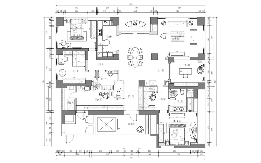 @花200万，打造260㎡的平层别墅设计，最让人惊艳的是客厅