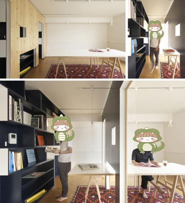 @头次见这种设计，利用墙面10公分做个隐藏式书房，自带一个卡座！