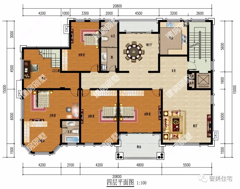 @两栋建在农村的多层豪宅，都带电梯设计，每层一户均有厨房