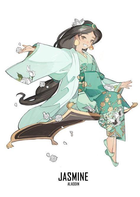『迪士尼公主』当迪士尼公主们穿上日式和服,灰姑娘的格外梦幻,爱丽丝的最可爱