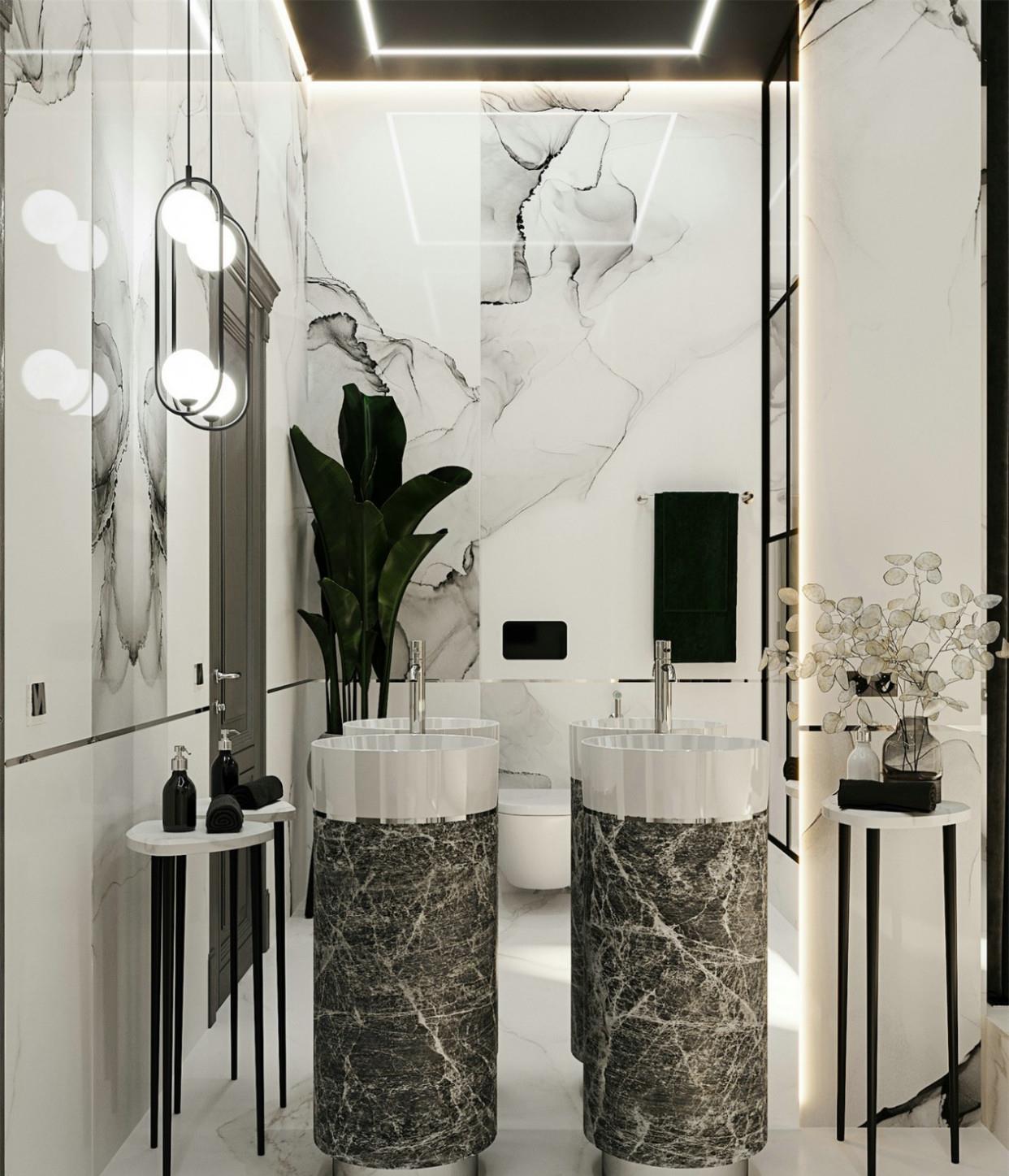 「」有一种清雅，叫做极简风，215㎡现代别墅，入户便是诗意之美