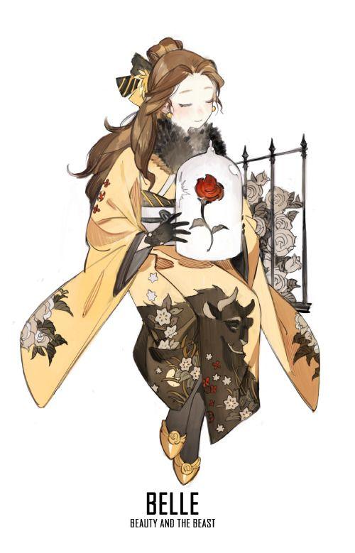 『迪士尼公主』当迪士尼公主们穿上日式和服,灰姑娘的格外梦幻,爱丽丝的最可爱