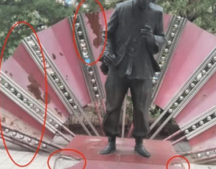 赵本山|赵本山铜像已经残败不堪,景区也无人问津,活人立雕像见过吗?