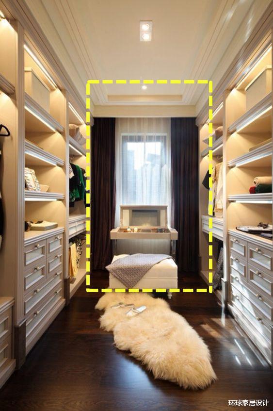 |U型衣帽间中间做柜子过时了,改这样做,空间利用率高,更上档次!