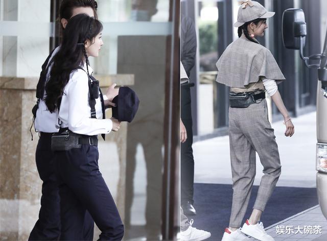 杨幂@这个杨幂也太活力了,扎双马尾辫身穿斗篷工装,回眸一笑又甜又美