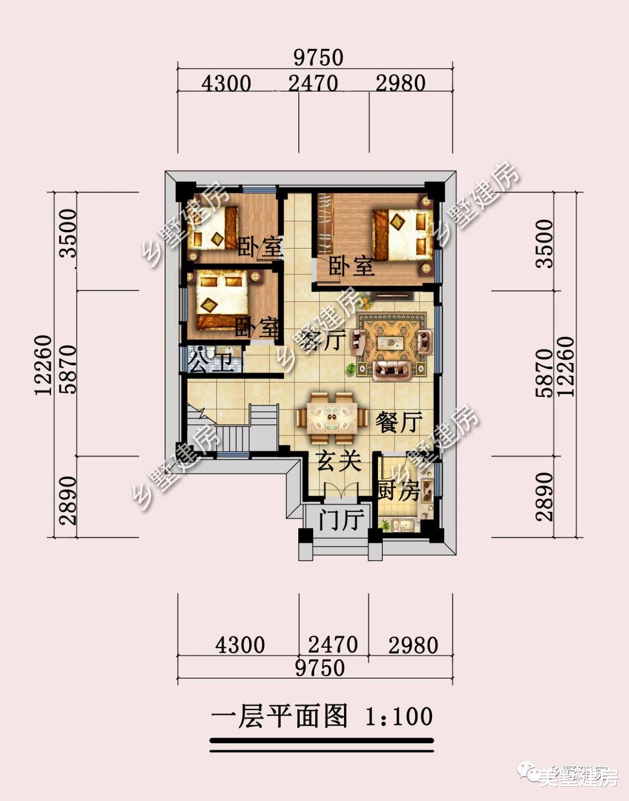 |9.7X12米农村三层小面宽别墅,真正奢华又自然的设计!