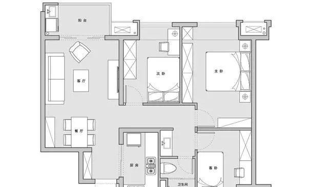 95平美式三居室，客厅温馨漂亮，卧室收纳充足，买房就照这样装！